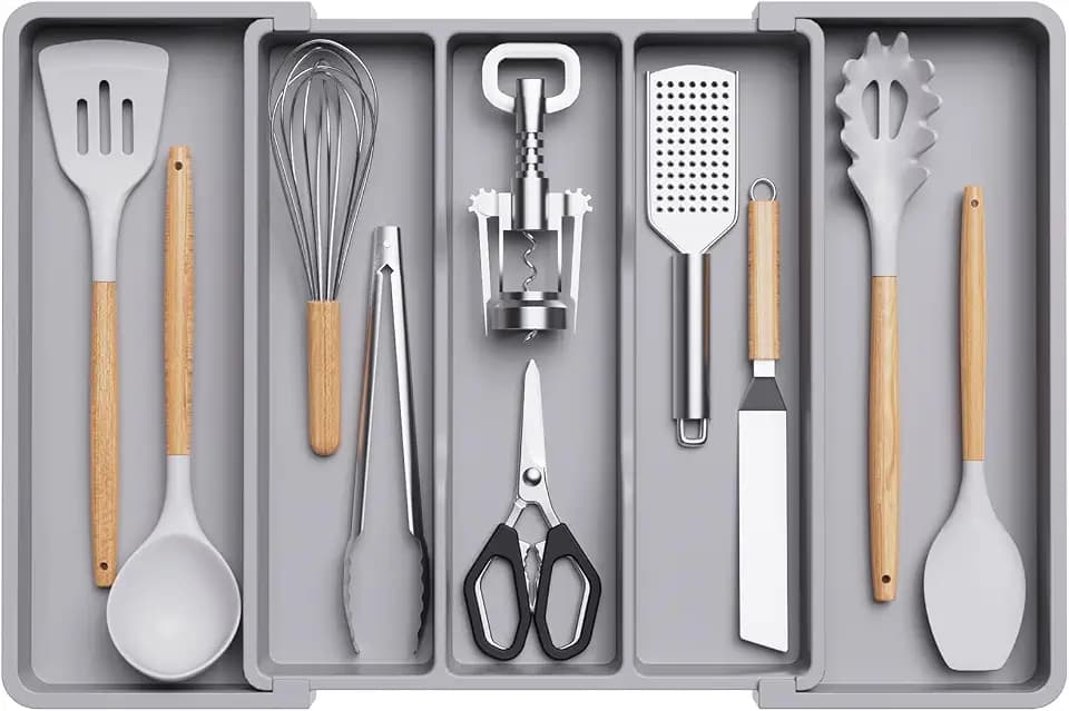 Lifewit Utensil Organizer for Kitchen Drawers, Expandable Utensil Tray