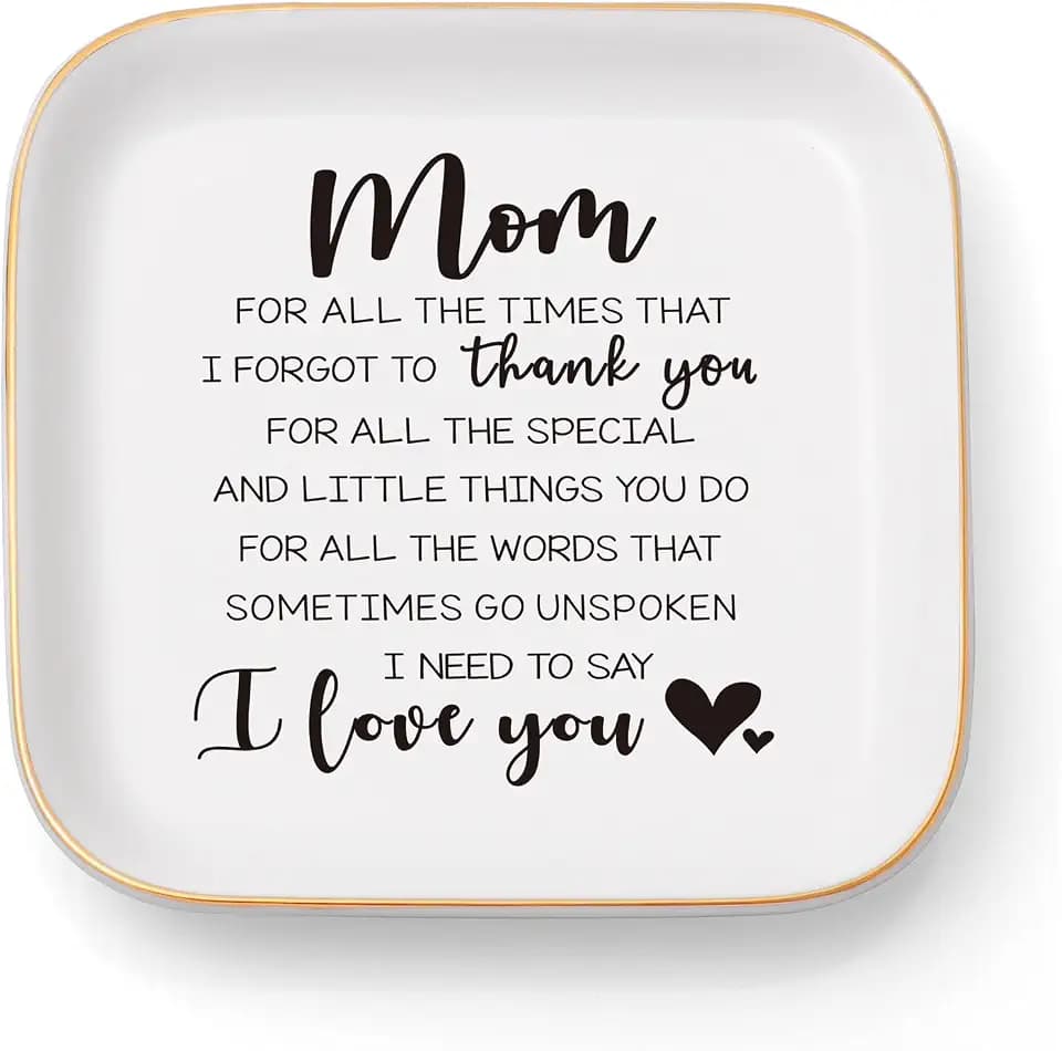 Christmas, Birthday Gifts for Mom from Daughter, Son – Thank You Mom Jewelry Dish Stocking Stuffers, Mothers Day, Valentines Day Gifts