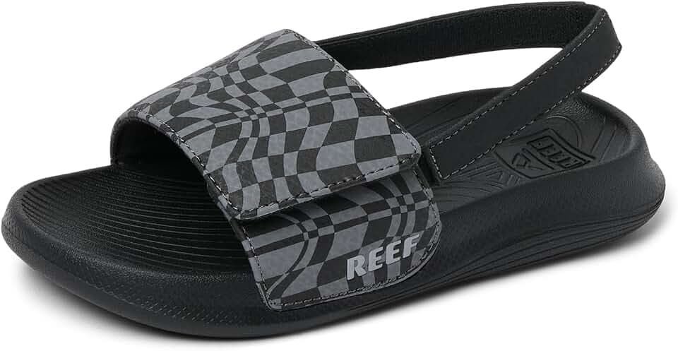 REEF Little Salty Boys Slide Black Swell Checker 12 C