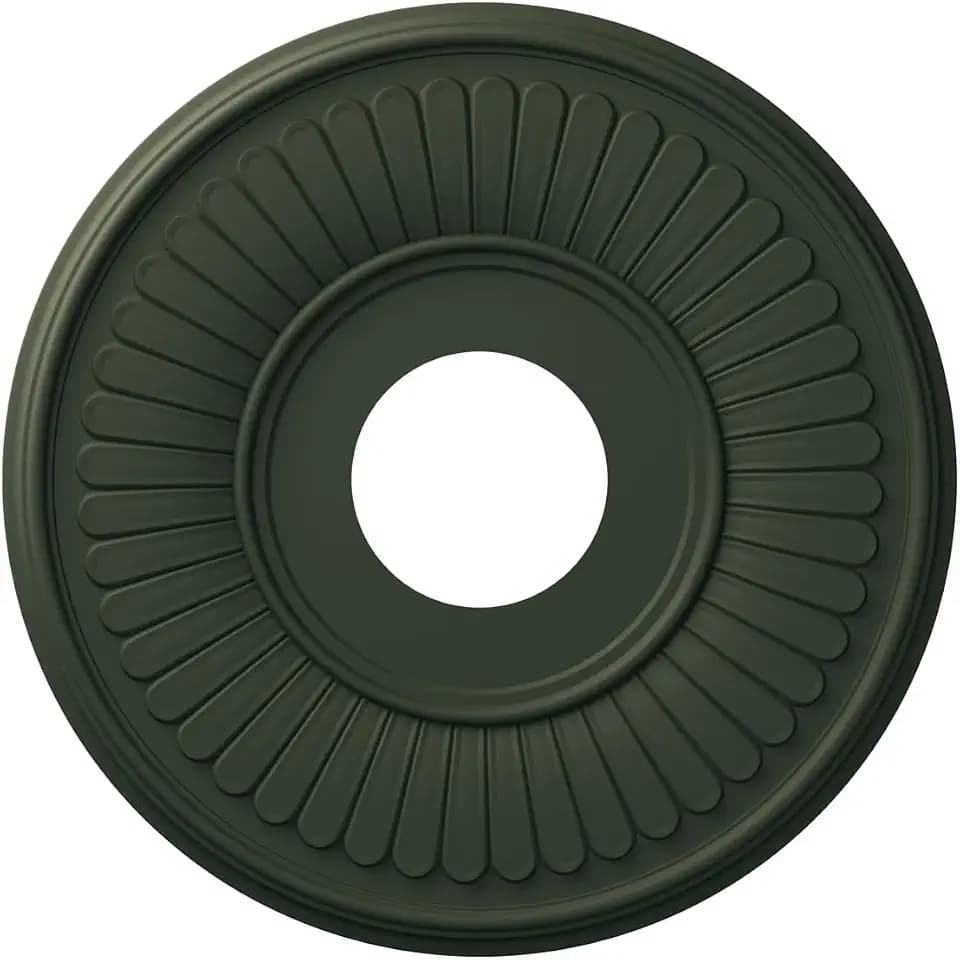 Ekena Millwork 13"OD x 3 1/2"ID x 3/4"P Berkshire Thermoformed PVC Ceiling Medallion (Fits Canopies up to 5 3/4"), UltraCover Satin Hunt Club Green