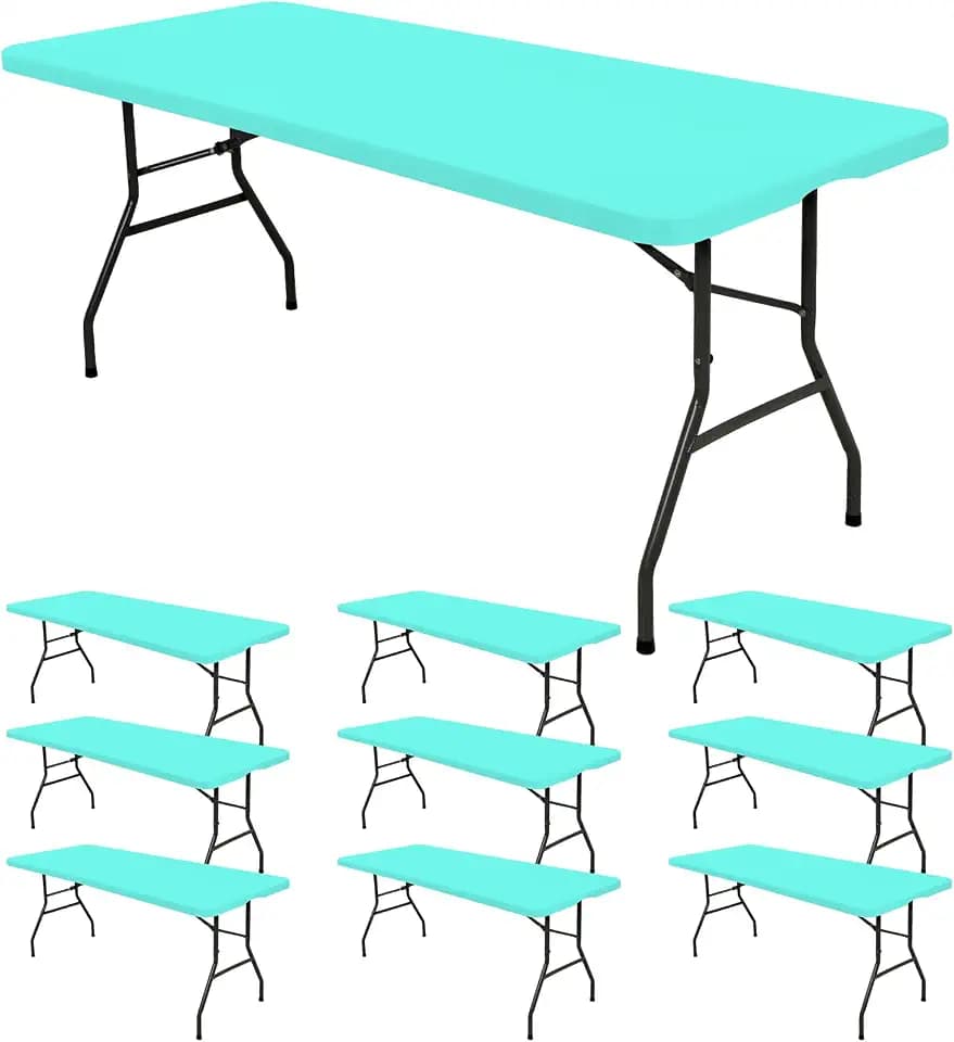 10 Pack Stretch Table Top Cap Cover, Aqua, 30" x 72"