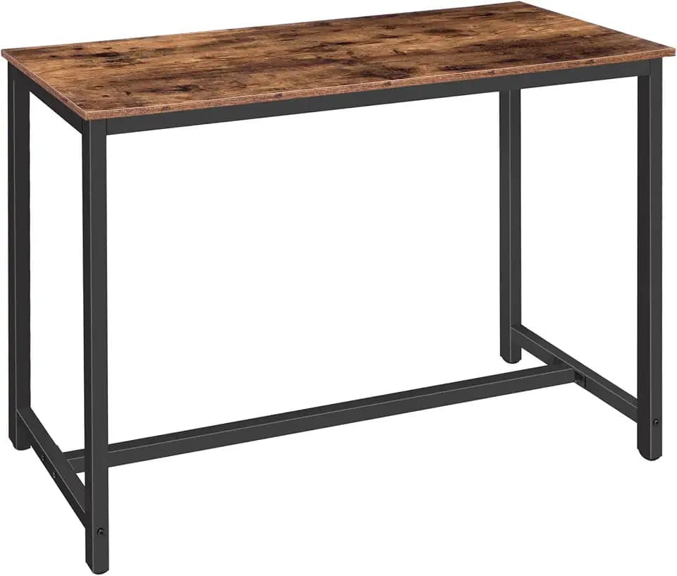 HOOBRO Bar Table, Rectangular Pub Table, 47.2" Counter Height Bar Table, Industrial Bar Height Table, Dining Table for Kitchen, Living Room, Easy to Assemble, Rustic Brown BF50BT01
