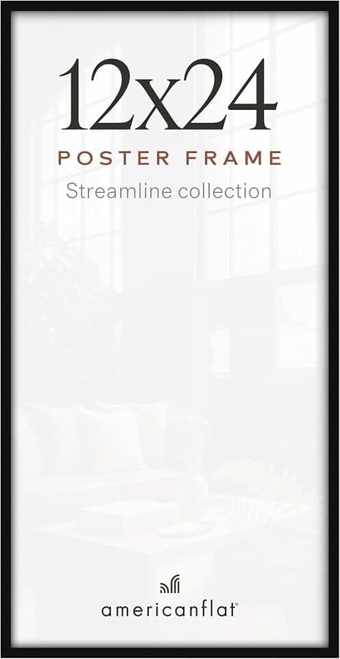 Americanflat 12x24 Poster Frame - Slim Molding - Black