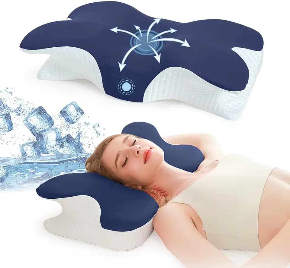 Cervical Neck Pillow for Neck Pain Relief – Memory Foam Contour Pillow, Orthopedic Neck & Shoulder Support, Dual Height Design, Cooling Washable Cover for Side Back Stomach Sleepers