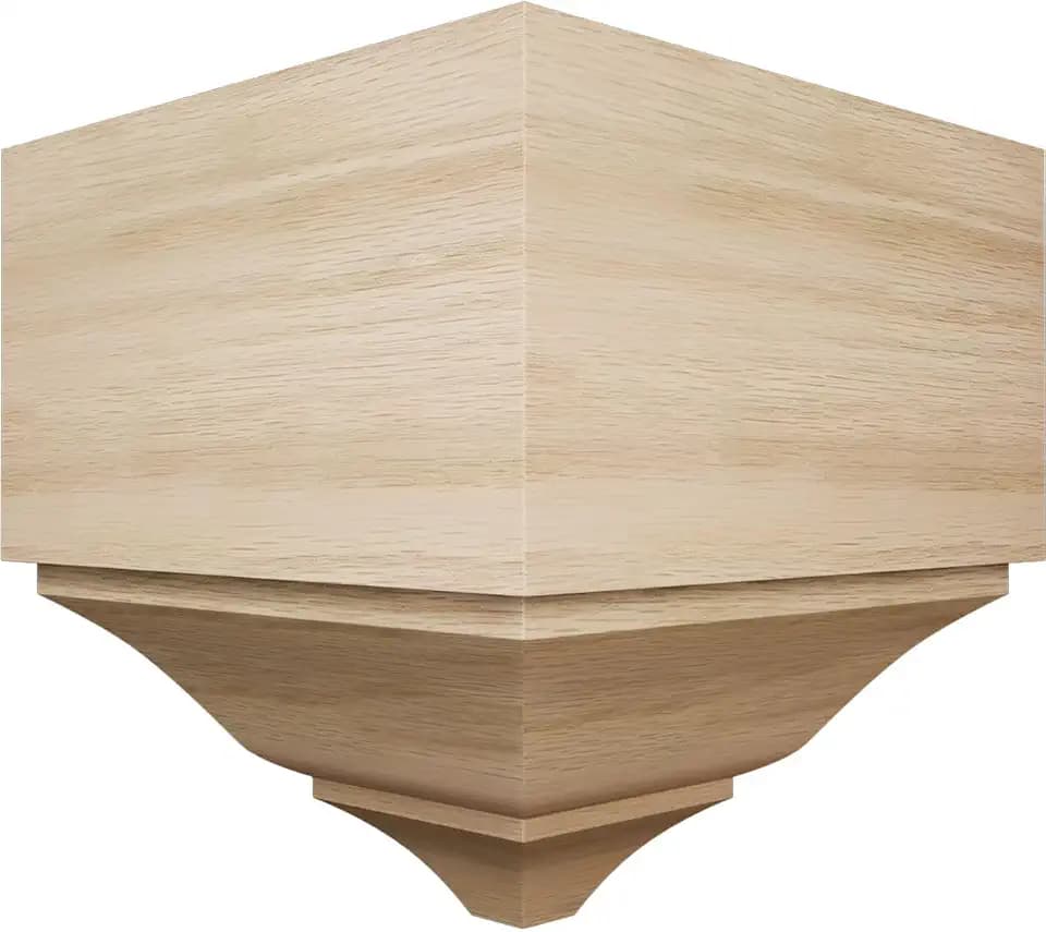 3 5/8"P x 7 1/2"H x 7 1/4"W Americraft Solid Hardwood Stain Grade Universal Outside Crown Moulding Block for Profiles up to 4"H x 3 5/8"P, White Oak