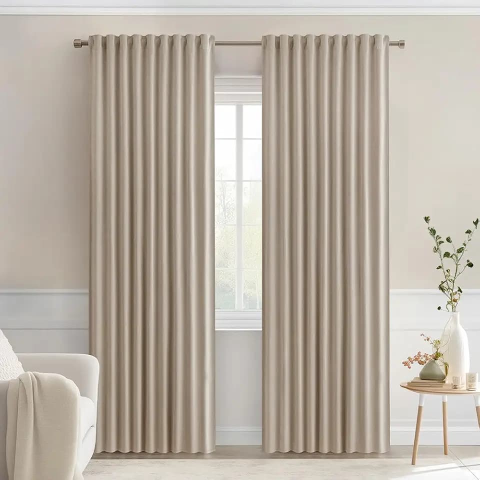 MIULEE Taupe Back Tab Blackout Curtains 52x90 Inch Long 2 Panels Set