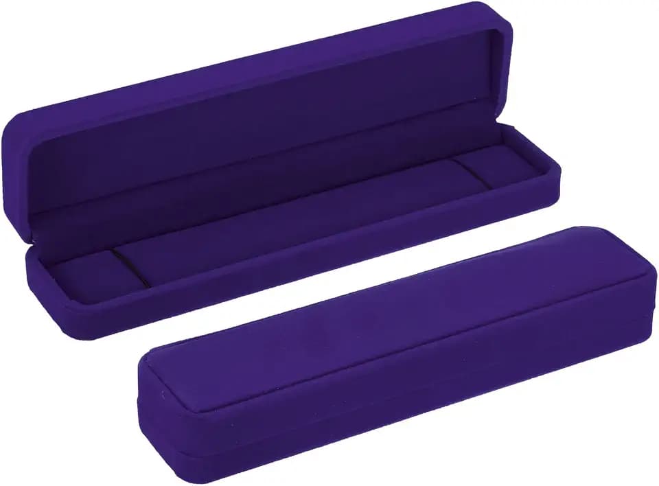 PATIKIL Velvet Necklace Box, 2 Pack Single Slot Long Chain Box Vintage Jewelry Holder for Wedding Engagement Proposal Ceremony Anniversary Style 2 Dark Purple