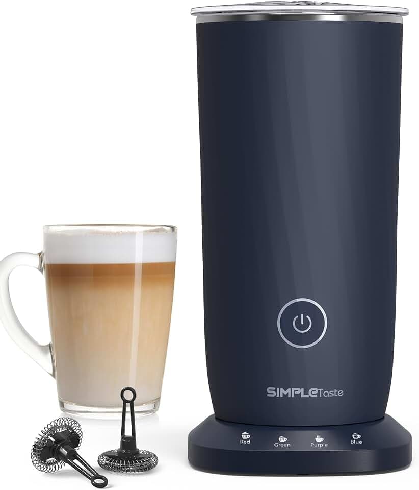 SIMPLETASTE Milk Frother, 4-in-1 Electric Automatic Milk Steamer, Dark Blue