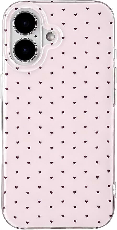 Reownest Handyhülle für iPhone 17 Hülle mit Süßem Herz Polka Dot Muster, Schlichtes Stilvolles Ästhetisches Design Case, Weiche TPU Schutzhülle für Frauen und Mädchen – Rosa