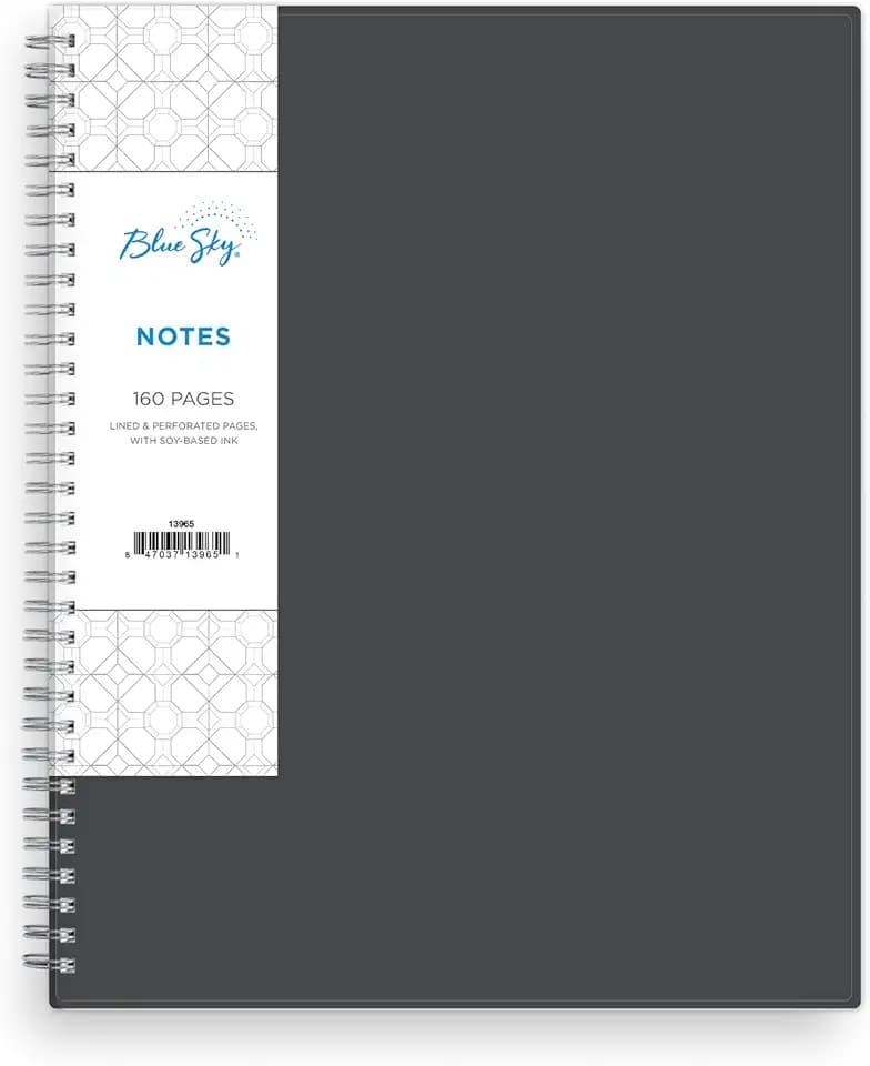 Blue Sky Notes Professional Notebook, Flexible Cover, Twin-Wire Binding, 8.5" x 11", Gray