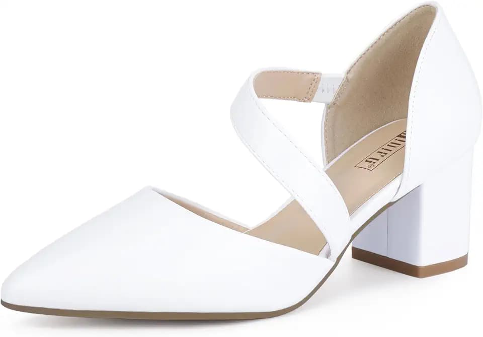 IDIFU IN2 Women's Pumps Closed Pointed Toe Low Block Chunky Comfort Heels