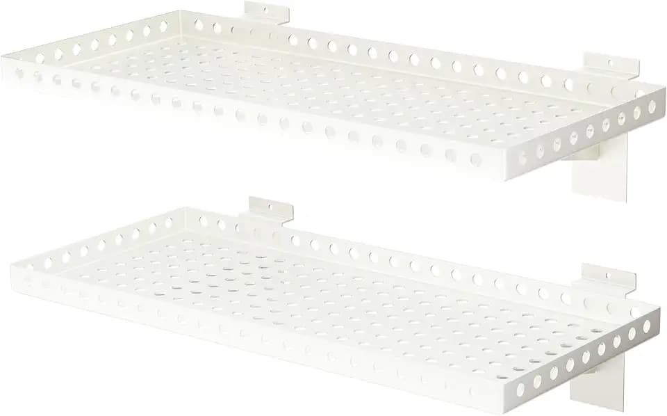 2 Pack Heavy Duty Slatwall Shelves 10 X 24 Inch, White