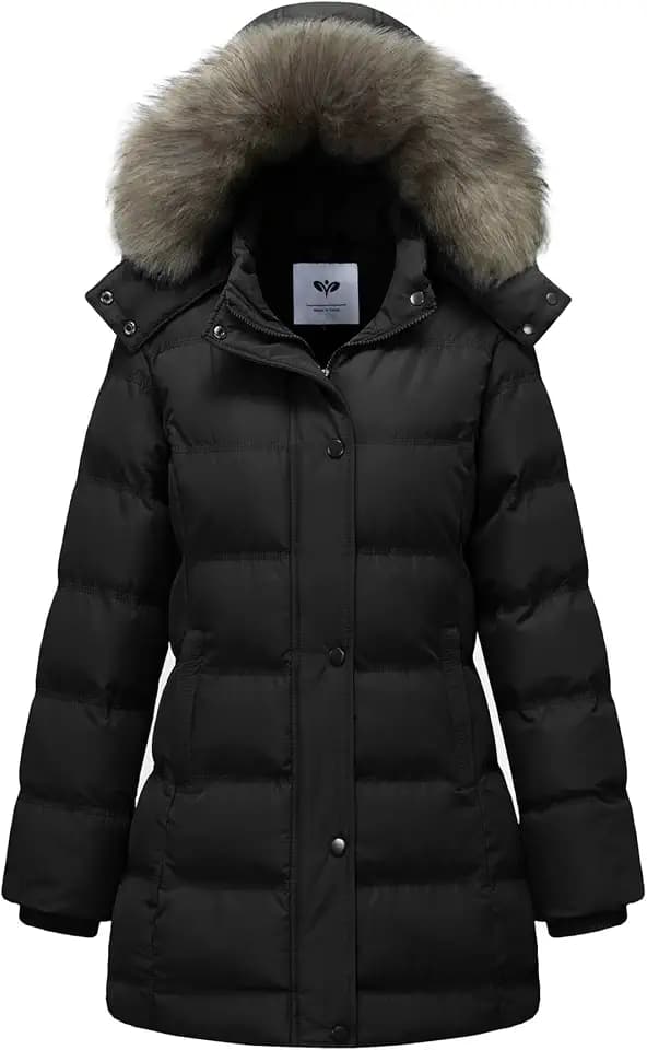 GGleaf Women's Winter Puffer Coat Quilted Jacket with Removable Fur Hood