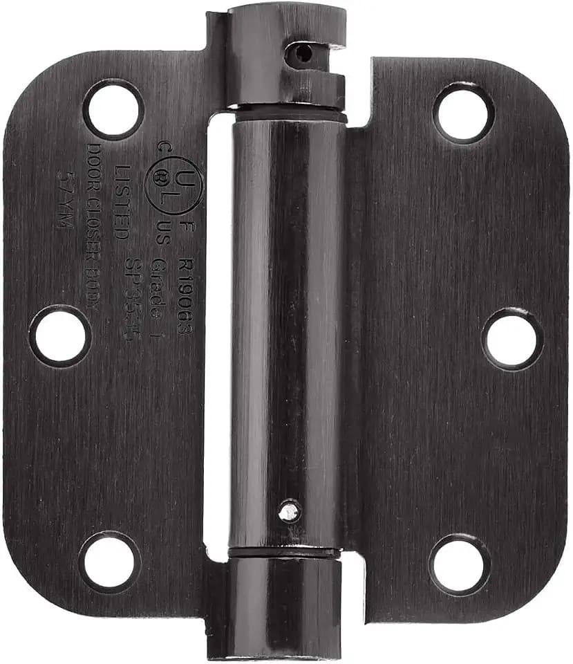 Amazon Basics Self-Closing Door Hinge, 3.5 Inch x 3.5 Inch, Oil-Rubbed Bronze, 1-Piece, Hardware Included