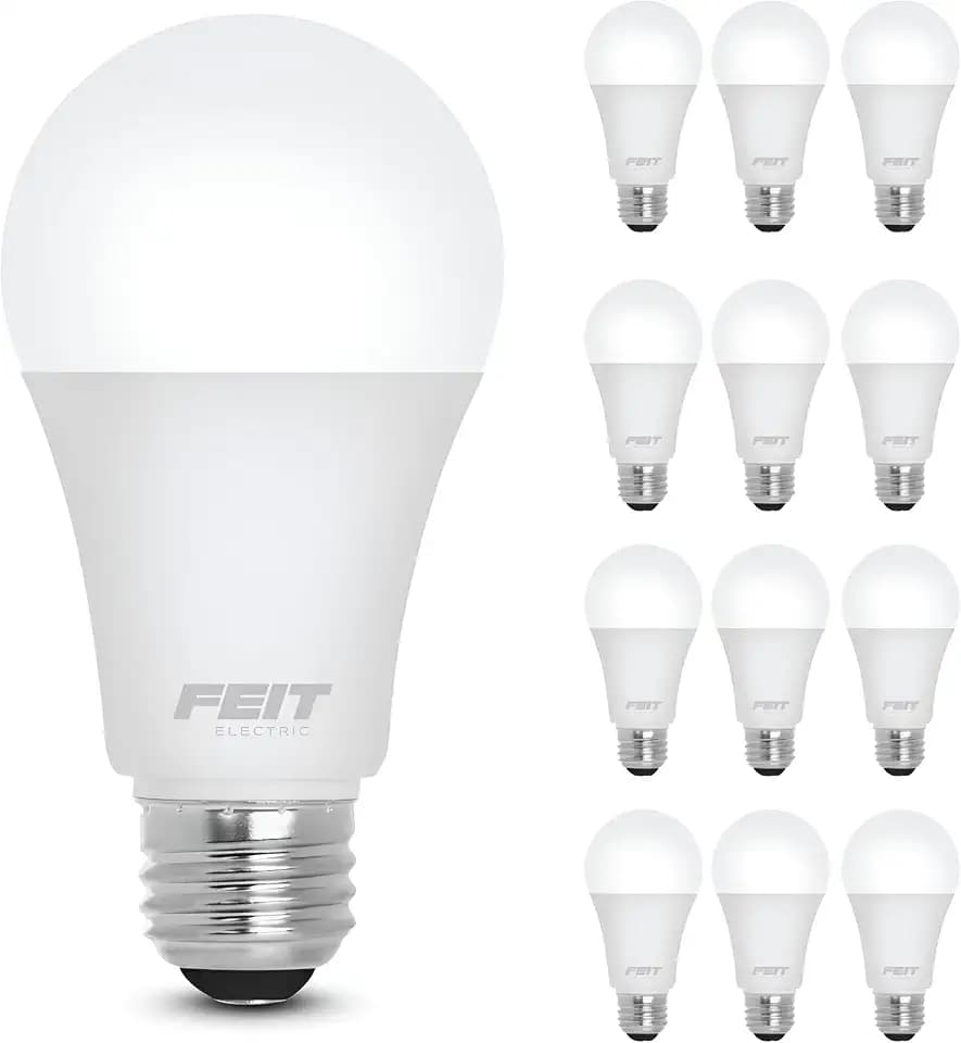 Feit Electric A19 LED Light Bulbs - 100W Equiv. Non Dim, 1500 Lumens, 5000K Daylight - 12 Pack