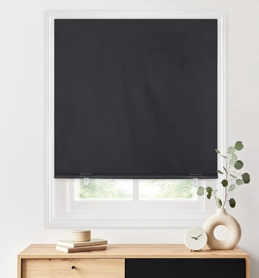 LazBlinds 100% Blackout Roller Shades, 36"x72", Black