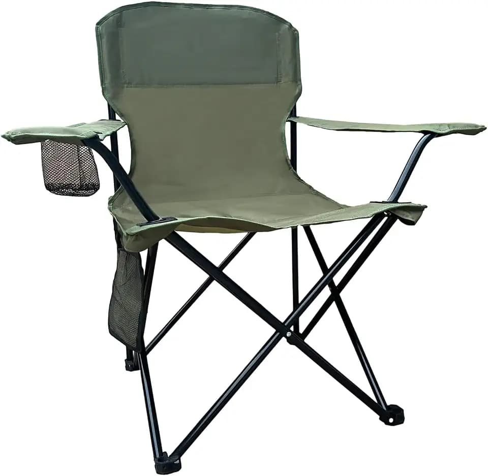 Folding Camping Chairs Portable Outdoor Chair for Camping, Fishing, Beach, Picnic, Lightweight High Back Foldable Chair with Cup Holder & Storage Bag, Supports 300lbs, Green