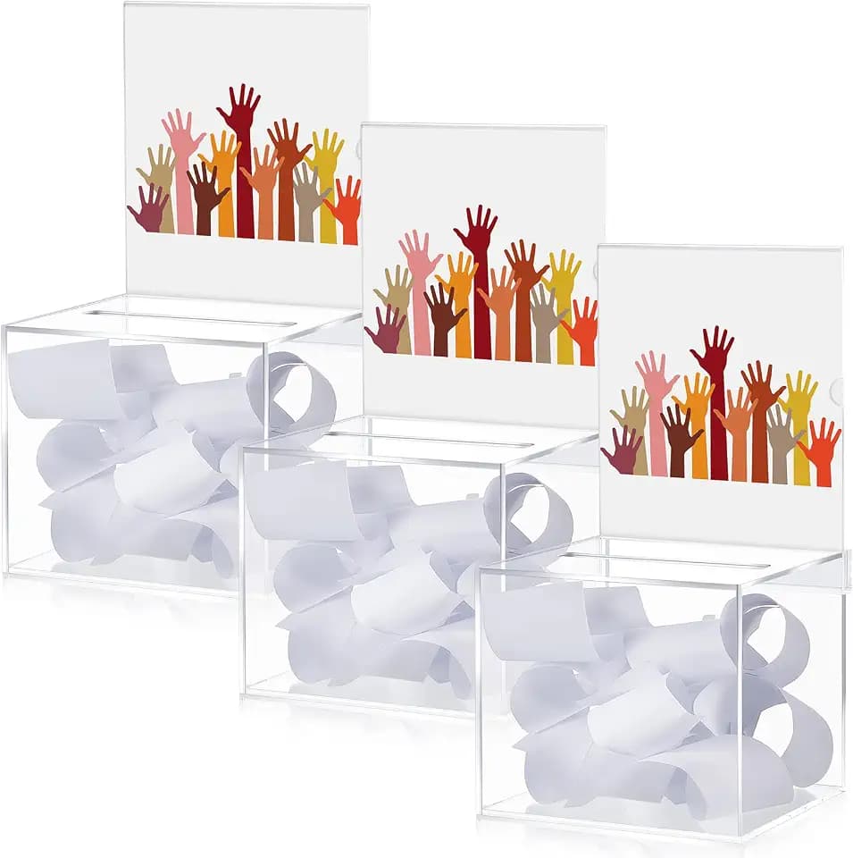 Bucherry 3 Pcs Acrylic Donation Box with Slot, 6 x 5 x 5 Inch