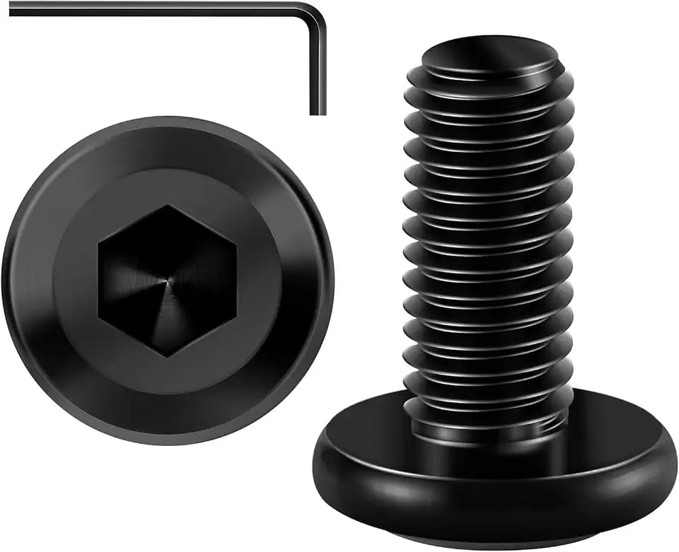 Mywish M6 x 16mm 20Pcs Flat Head Hex Socket Cap Screws Bolts, 304 Stainless Steel Furniture Bolts Full Thread, Black Oxide & Hex Spanner