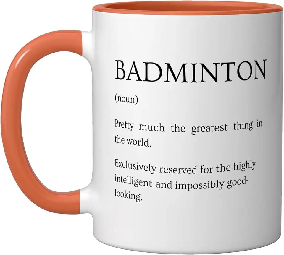Badminton Definition - Funny Sarcastic Badminton Explanation Ceramic Mug, Orange/White, 11oz