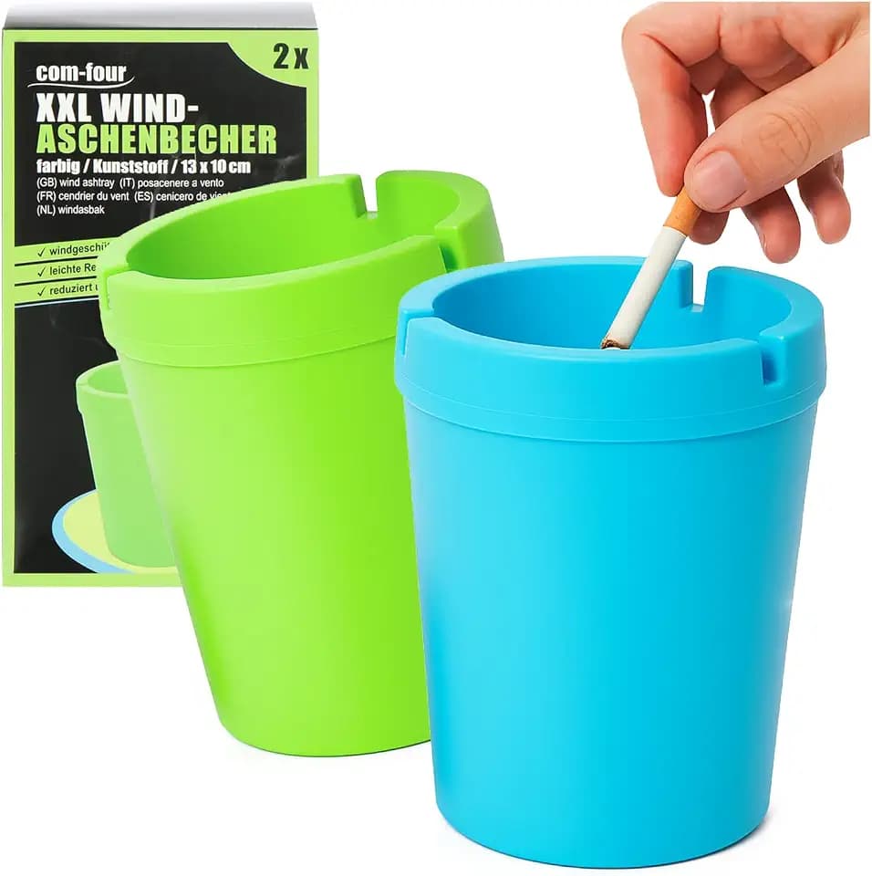 com-four® 2x XXL Aschenbecher für draußen, Windaschenbecher