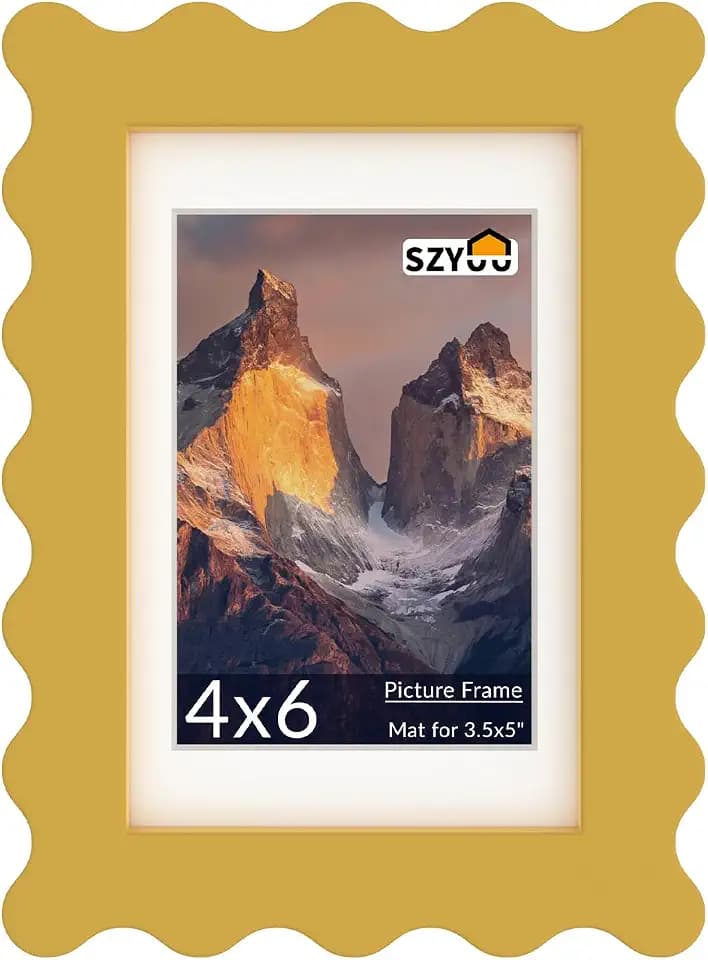 4x6 Wavy Picture Frame with Real Glass, Tabletop & Wall Mount