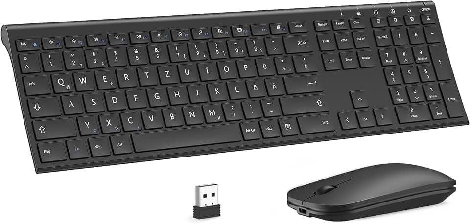 seenda Kabelloses Tastatur Maus Set, ultraflach & Aluminium, QWERTZ