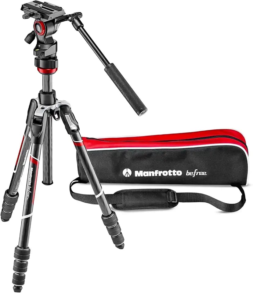 Manfrotto Befree Live Carbon Reisestativ Twist (Drehverschluss) mit Fluid-Video Kopf inkl. Tasche, für DSLR, spiegellose Kameras, Videokamera, Videozubehör, Traglast: 4kg, Packmaß:41cm, Gewicht:1,38kg