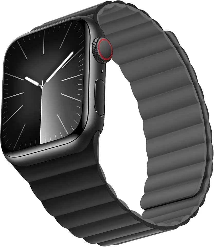Bisikor Kompatibel mit Apple Watch Armband 49 46 45 44 42 41 40 38mm Silikon Double Sided Wearable Magnetes Ersatzband für iWatch SE Ultra 2 Series 10 9 8 7 6 5 4 3 (38/40/41/42, Schwarz/Grau)