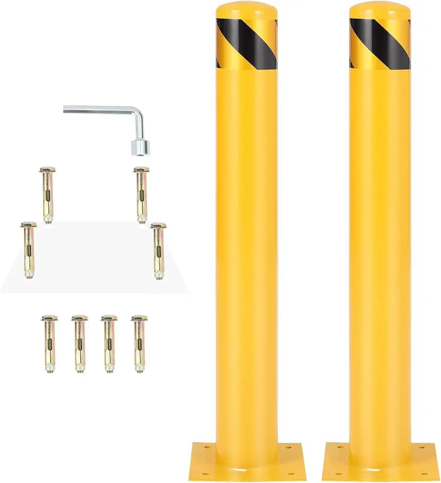 IDEALHOUSE Rammschutz Poller 107cm Stahl, Gelber Anfahrschutz Lager