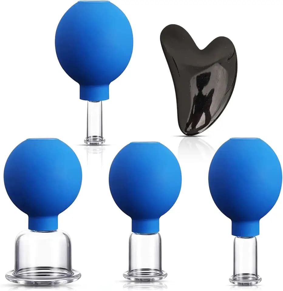 Schröpfgläser mit Ball: Schröpf gläser aus Echtglas, 5 Stück Schröpfgläse mit Saugball & Faszienschaber, Feuerlosen Schröpfen Schröpfglas-Set Vakuum Cupping Schröpfgläser Professionellen, Original