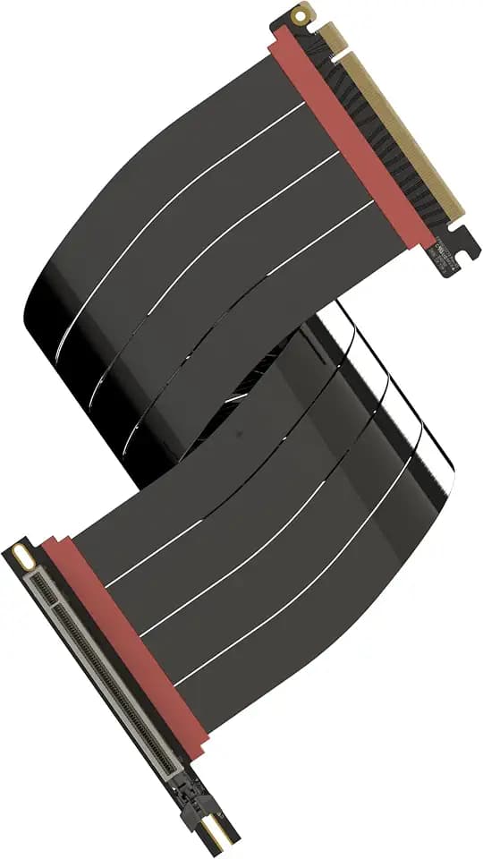 LINKUP - AVA5 Armour PCIE 5.0 Riser-Kabel | Rechter Winkel, Schwarz 50cm | (Gesamtlänge 54cm) RTX5090 RX9070 GPU Bereit, x16 128GB/s Geschwindigkeit, PCIe 4.0 & WRX80/WRX90E Kompatibel