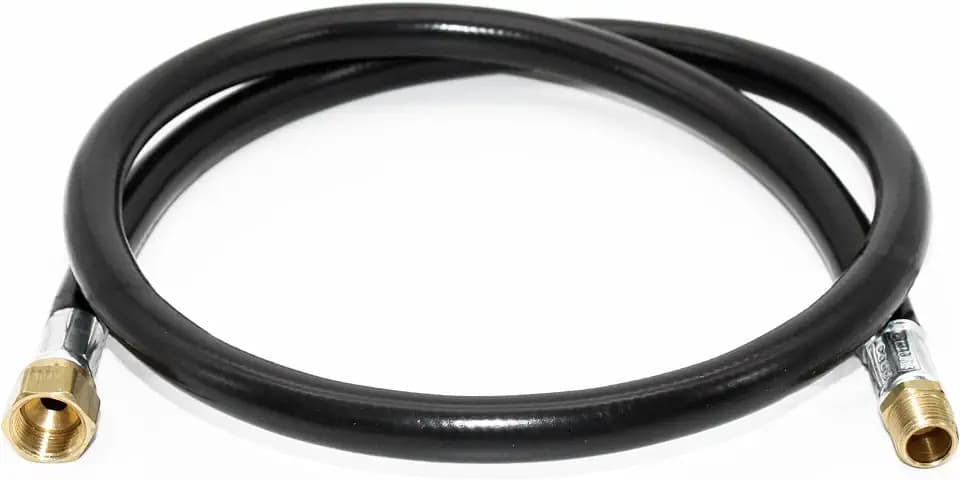 Flame King 48-inch Propane Thermo Plastic Hose Assembly, 3/8-inch ID, 3/8-inch MPT X 1/2-inch Female Flare, for RVs and Travel Trailers