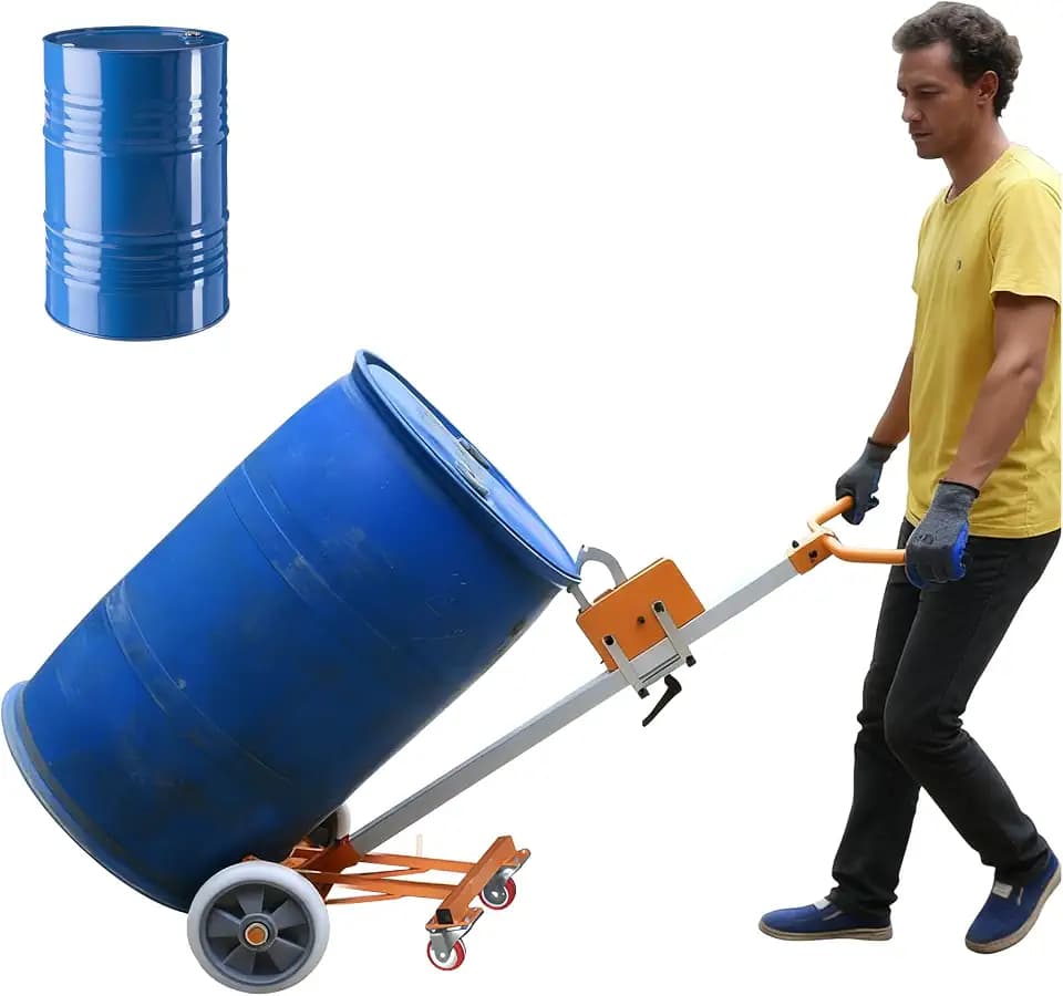 55 Gallon Drum Dolly - Heavy-Duty Drum Truck with Reinforced Design for Maximum Stability, Durability 1,000 lb Capacity Built for Industrial