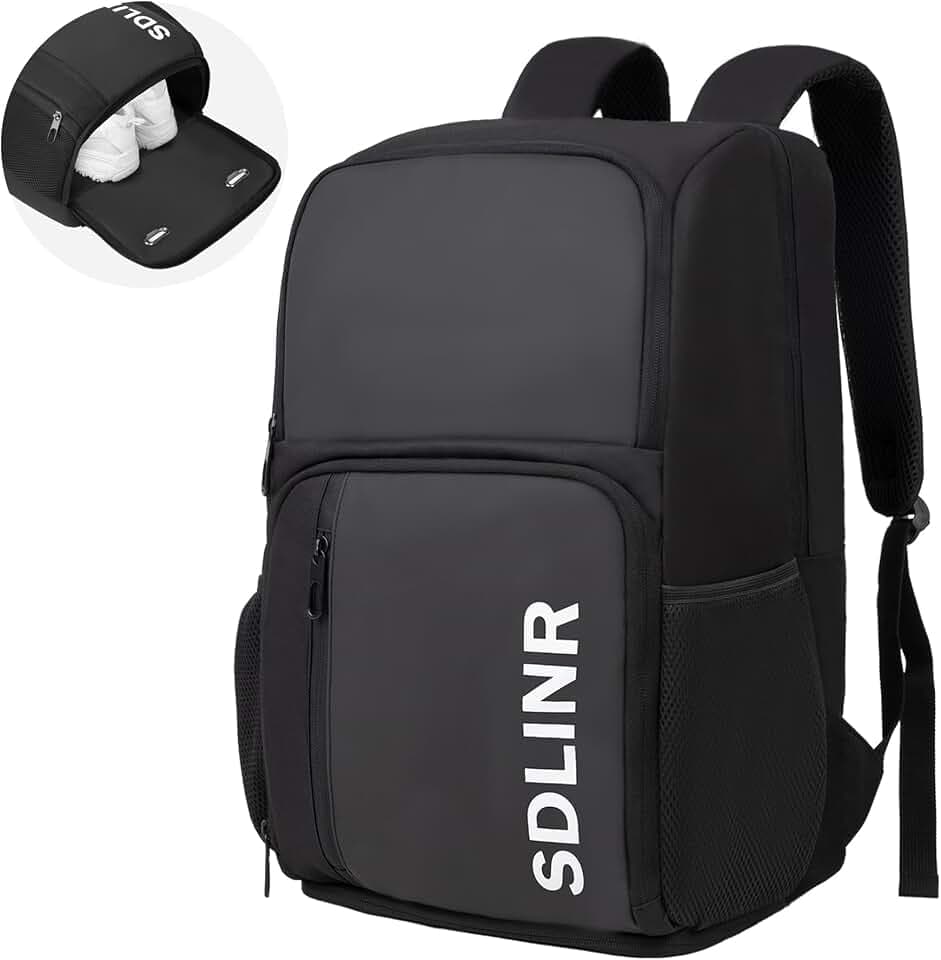 SDLINR Large Pickleball Bag Backpack Fits 4+ Paddles for Men & Women