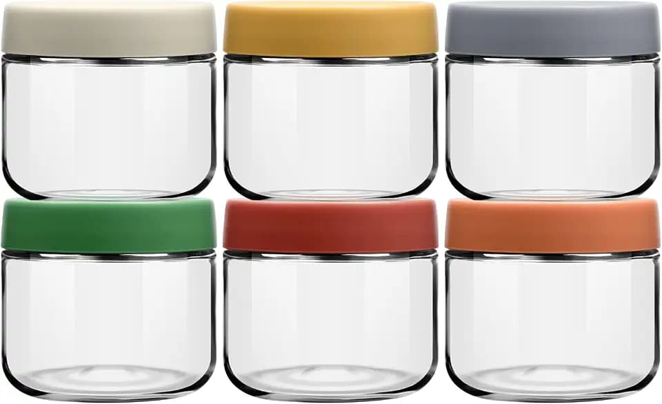 EONJOE 10 oz Small Glass Containers with Lids, Food Storage Jars, 6pk