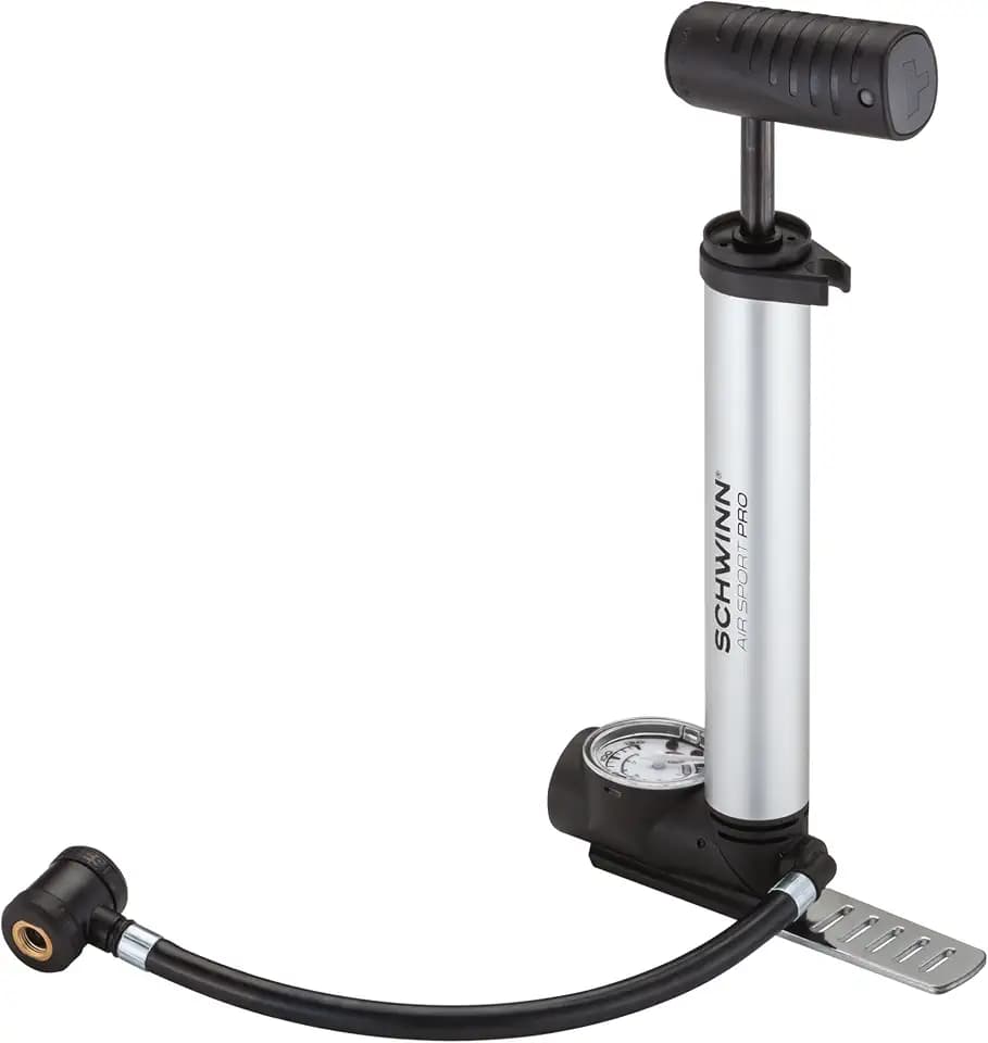 Schwinn Air Sport Mini Bike Pump, Foot to Floor or Hand Pump Option, Fits Schrader and Presta Valve Types, Easy-to-Carry Portable and Convenient Design, Bicycle Essentials for Easy Road Riding
