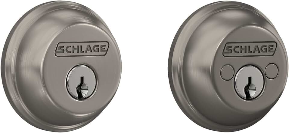 SCHLAGE B62N619 Deadbolt, Keyed 2 Sides, Satin Nickel
