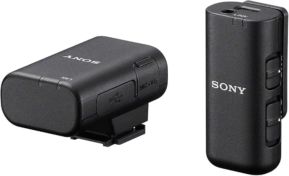 Sony ECM-W3S, 1 Sender, 1 Empfänger, Ladestation, Kompaktes Kabelloses Mikrofon, 150m Reichweite, Ideal für Kameras, Smartphones, Podcast, Streaming, Interviews