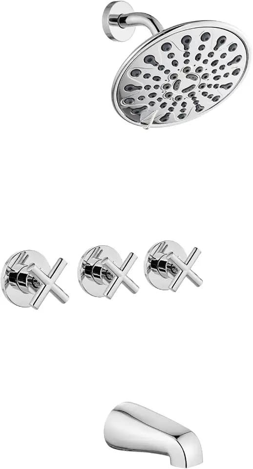gotonovo 3 Handle Tub Shower Faucet Set,Bathtub Faucet Set Polished Chrome