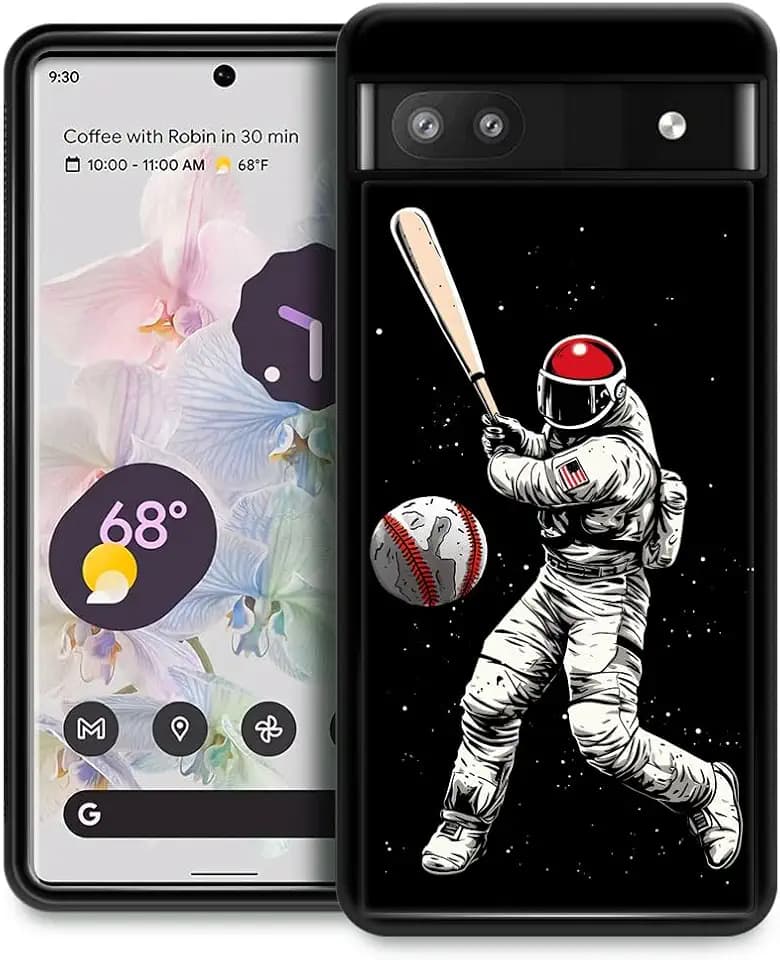 Compatible with Google Pixel 6A Case,Astronaut Playing Baseball Amazing Pattern Design Shockproof Anti-Scratch Hard PC Back Case for Google Pixel 6A Case