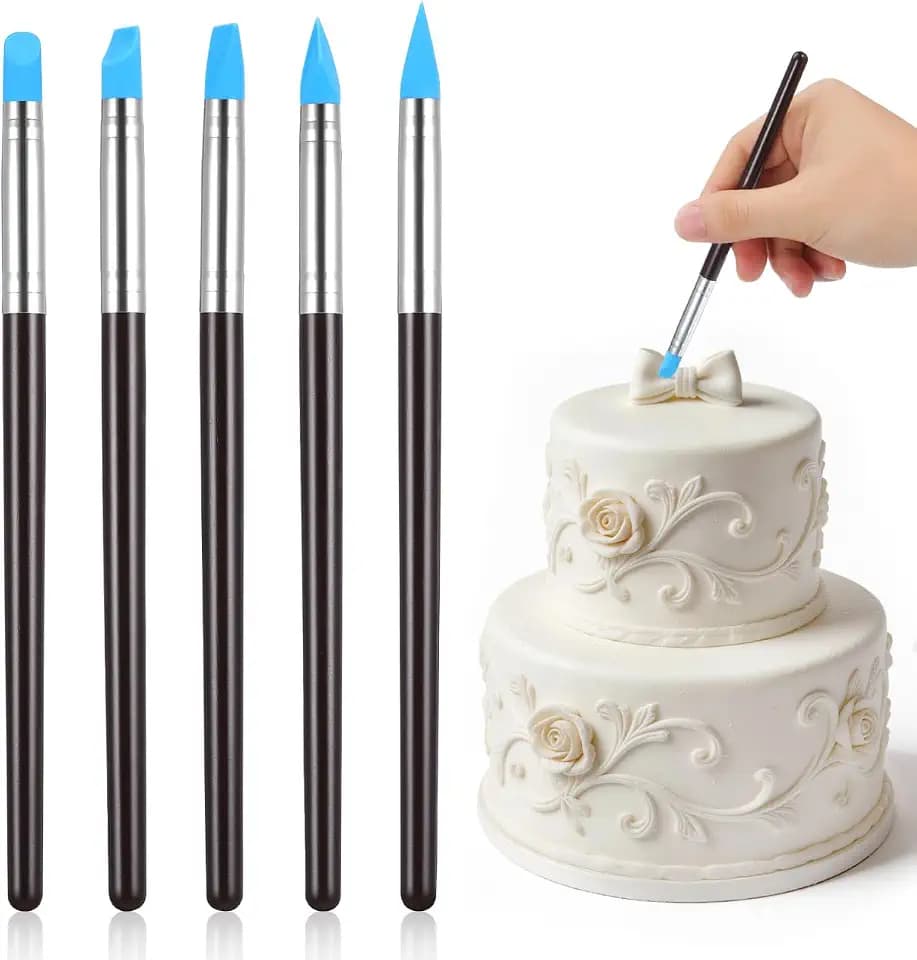 BESTonZON 5pcs Artist Paint Brush Set Silicon Brushes for Painting Masking Fluid Clay Molding, Silicone Sculpting Tools Clay Carving Tools Paint Color Silicone Brush Matching Tool for DIY Handicraft