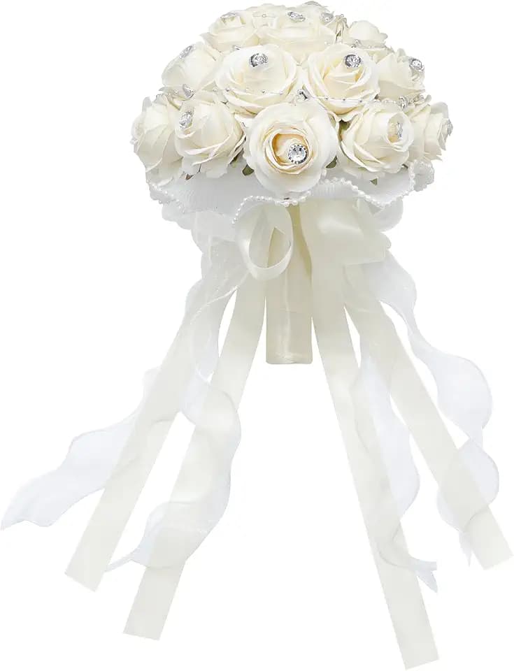 Faylapa Wedding Bouquets for Bride Bridesmaid Hand Bouquet Champagne