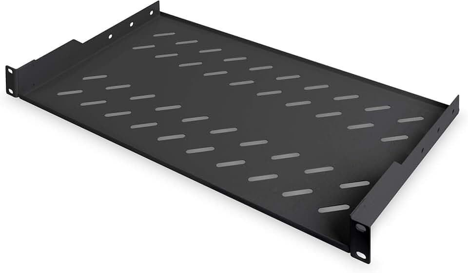 DIGITUS Fachboden zum Festeinbau – 19-Zoll 1HE – 250 mm Tief – Schwarz