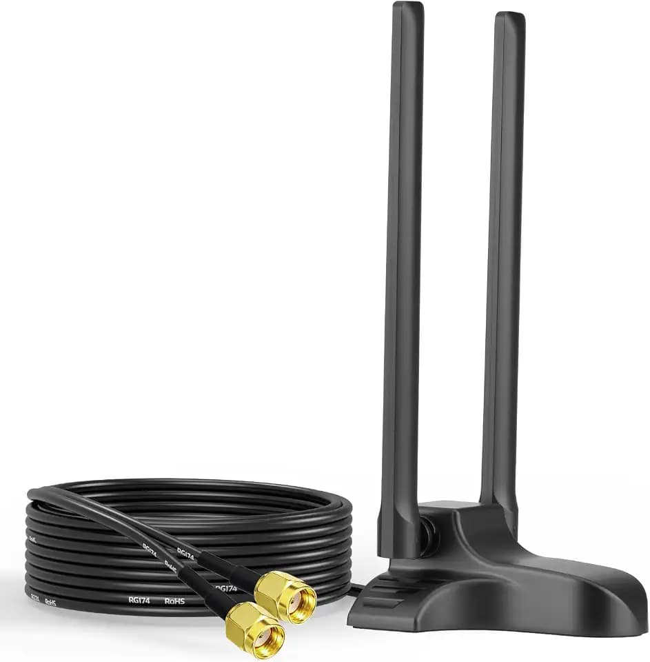 Bingfu WiFi WLAN Antenne 2,4/5 GHz RP-SMA Stecker Magnetfuß 2 m Kabel