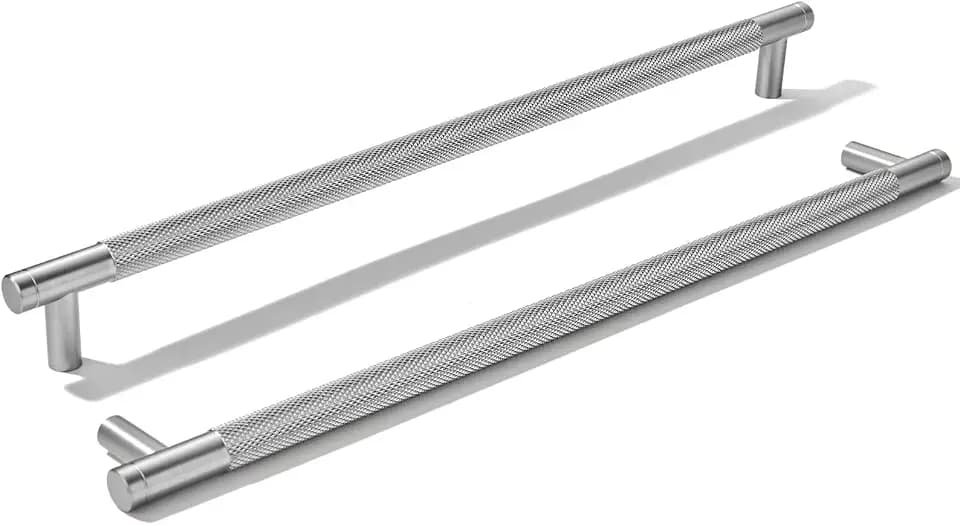 khtumeware 5 Pack 12 Inch(305mm) Aluminum Handles Knurled Brushed Satin Nickel Cabinet Pulls Drawer Pulls Kitchen Hardware Kitchen Handles for Cabinets Cupboard Handles