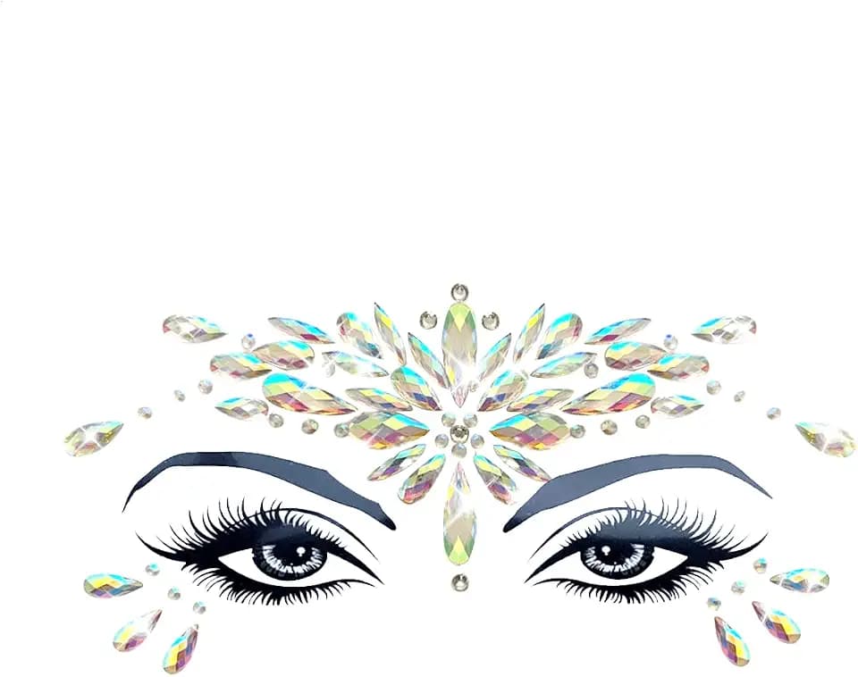Neva Nude Fairy Kisses Iridescent Jewel Face Crystal Sticker - Face Gems for Carnivals, Halloween, Festivals, Raves, & Parties | Medical Grade Adhesive, Waterproof, & Sweatproof | Made in USA