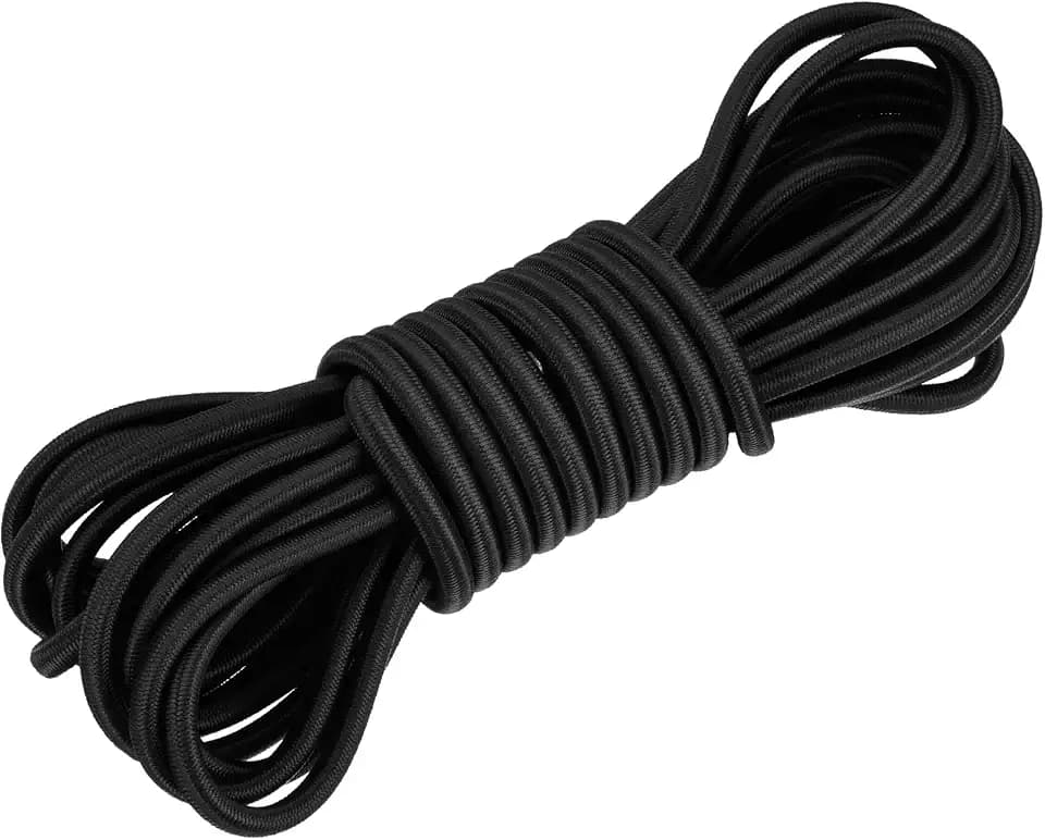 DMiotech 1/4 Inch Shock Cord, 25 Feet Black Bungee Cord Tent Pole Shock Cord Round Elastic Kayak Rope Stretch String Marine Grade Heavy Polyester for DIY Projects Tie Downs