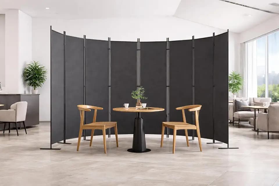 8-Panels Room Divider, 6FT Tall Freestanding Privacy Screen, Portable Partition with Non-Slip Base for Home Office, Bedroom, Studio Room Separation 160" W X 71" H Gray