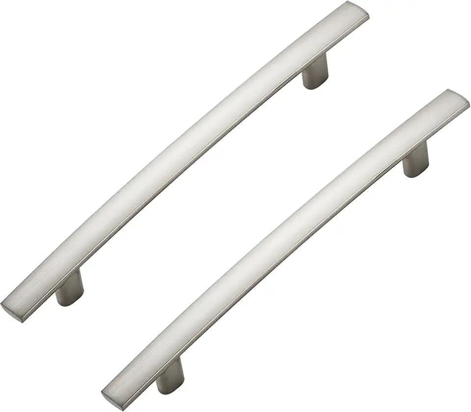 30 Pack Brushed Nickel Cabinet Handles, 5" Hole Center Curved Pulls